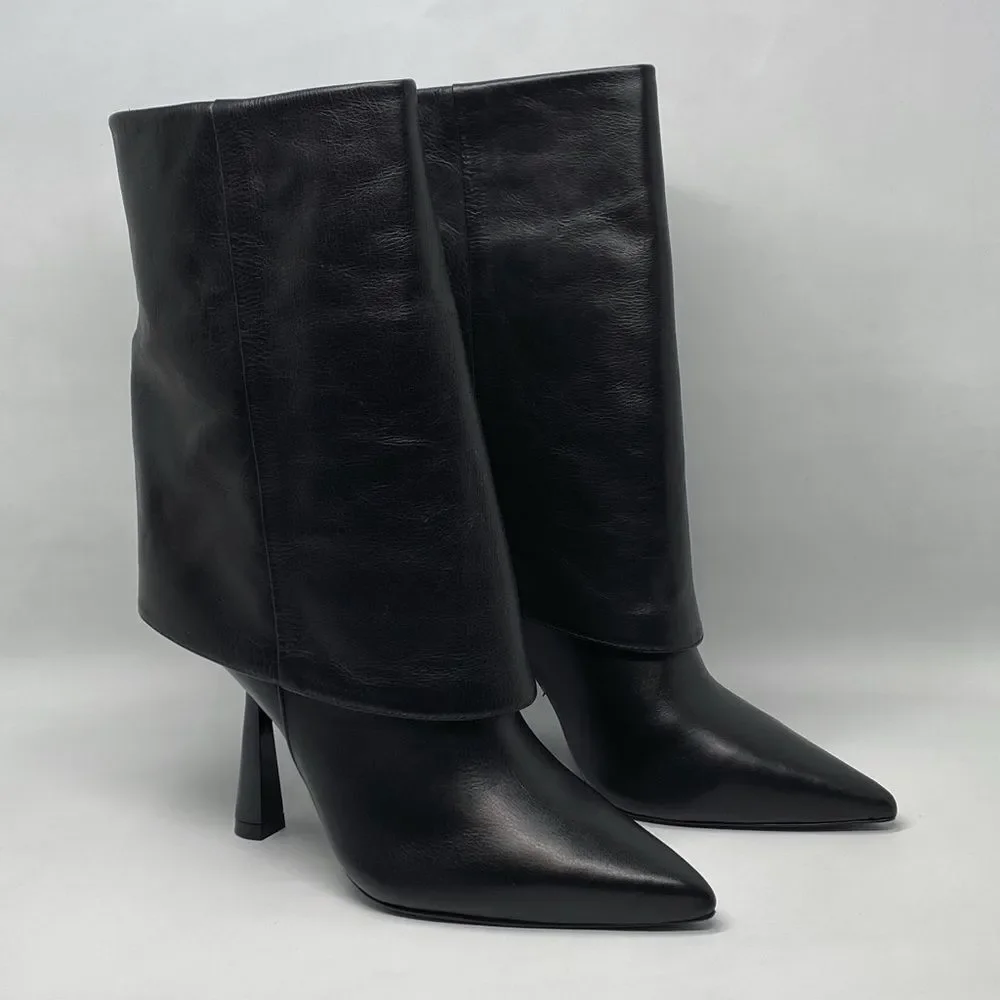 Black Suede Studio Cecille Leather Ankle Boots size 39